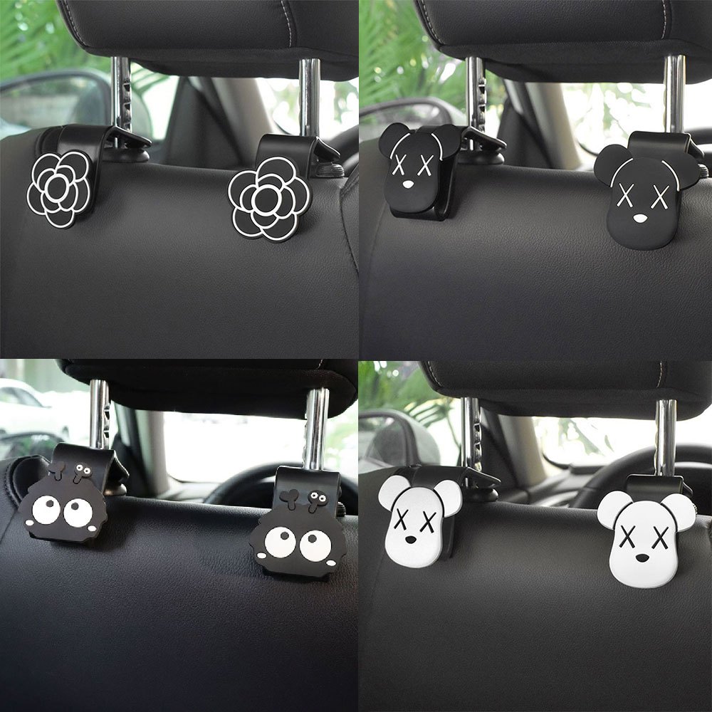 (2 ชิ้น) แฟชั่น Camellia ดอกไม้รถที่นั่งกลับตะขอแขวนน่ารักการ์ตูนผู้ถือรถยนต์แขวนอุปกรณ์ตกแต่งภายใน