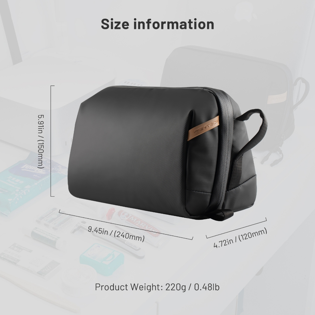 【ร้านค้าอย่างเป็นทางการ】PGYTECH กระเป๋าใส่ของเทคโนโลยี Wash Pouch กันน้ำ ใส่สาย USB โทรศัพท์มือถือ แบตเตอรี่ กล้องถ่ายภาพ การ์ด SD สำหรับการเดินทางธุรกิจแห้ง-เปียก - รูปที่ 6