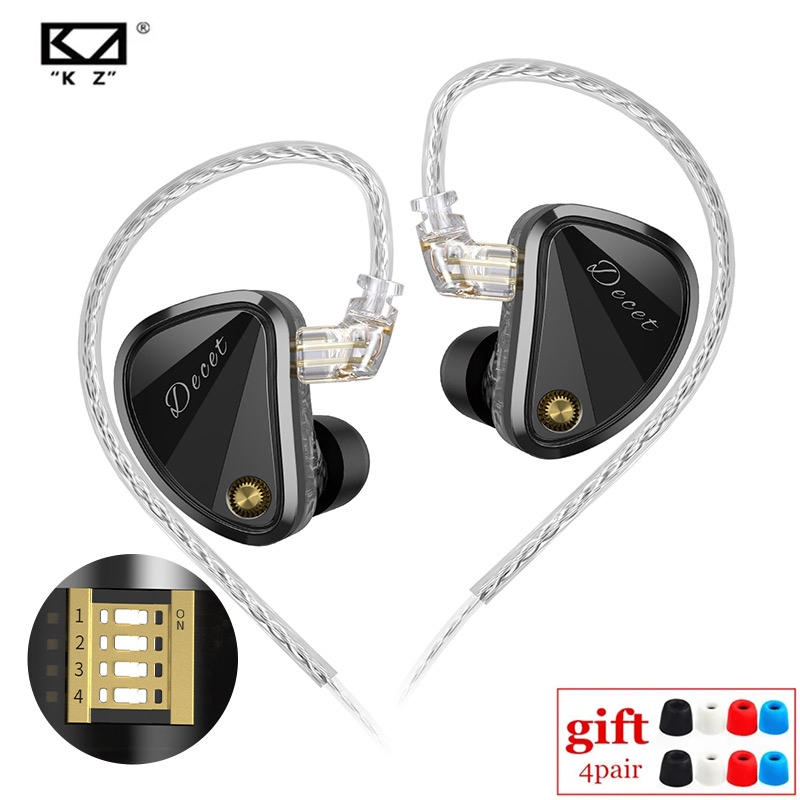 Kz Decet หูฟังแบบมีสายในหู HiFi 10-Driver Array Dynamic Monitor หูฟัง 4 เกียร์อิเล็กทรอนิกส์ปรับแต่งสวิทช์หูฟัง Customh
