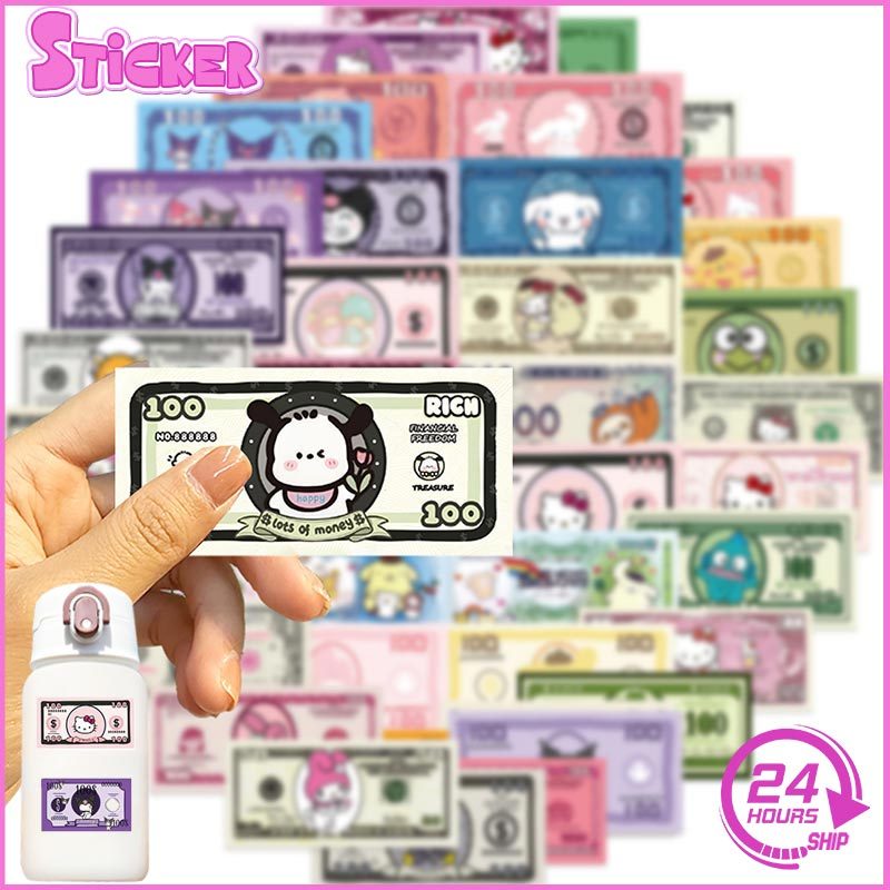 ชุด 50 ชิ้น PVC Sanrio เงิน Graffiti สติกเกอร์การ์ตูนกันน้ําสําหรับแล็ปท็อปขวดน้ําคอมพิวเตอร์โทรศัพท์กีตาร์สเก็ตบอร์ด DIY Decal สติกเกอร์