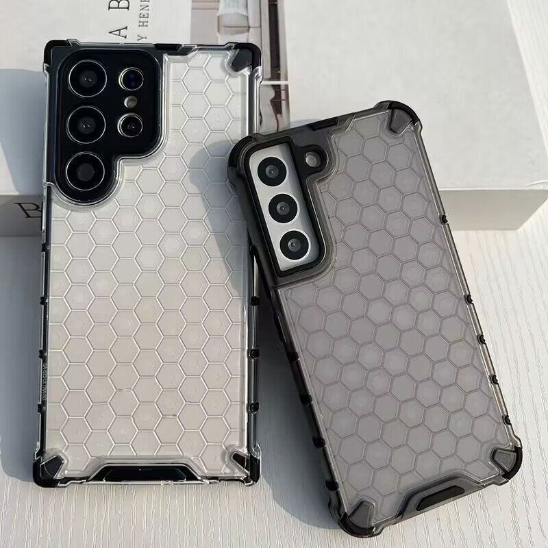 ปลอกสําหรับ Samsung S26 S25 S24 S23FE S23 Ultra S22 S21FE S21 S20 + หมายเหตุ 20 หมายเหตุ 10 Lite A25 A15 โปร่งใสเคสโทรศัพท์ทนทานเกราะไฮบริดรังผึ้งกันกระแทก