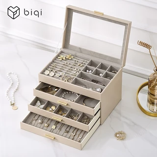 Casegrace กล่องเครื่องประดับ 4 ชั้น Jewellery Organizer กล่อง 3 ลิ้นชักสําหรับแว่นตากันแดดต่างหูสร้อยคอแหวนกล่องเครื่องประดับโมเดิร์นสไตล์