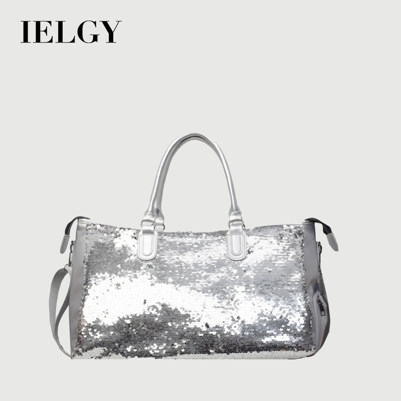 IELGY แฟชั่นฤดูร้อนขนาดใหญ่-ความจุกระเป๋าเดินทาง High-End Feeling แห้งเปียกแยกเลื่อมสั้น-Distance Travel แบบพกพา Shoul