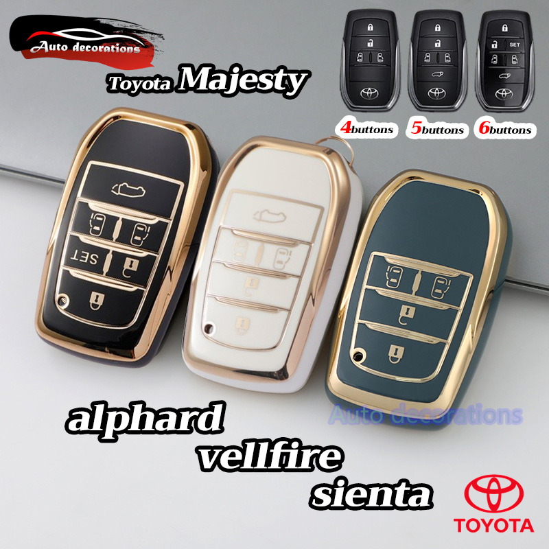 ฝาครอบกุญแจรถโตโยต้าเหมาะสําหรับ Toyota Majesty/Alard/Vellfire/Sinea เคสกุญแจ พวงกุญแจขอบทอง