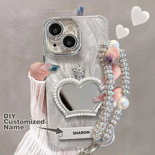 เคสโทรศัพท์กระจกแต่งหน้าชื่อแบบกําหนดเองใหม่เหมาะสําหรับเคสไอโฟน17 pro max 14 13 15 16 pro max air casing