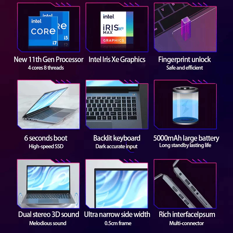 โน๊ตบุ๊คสํานักงานพร้อมปลดล็อคลายนิ้วมือ,แล็ปท็อปเดิม 15.6 นิ้ว Intel Core i7-8500Y 16GB หน่วยความจํา 2TB SSD Windows 11 Pro Gamebook แล็ปท็อปคอมพิวเตอร์สํานักงาน thumbnail 10