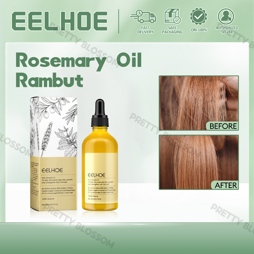 【ซื้อ 1 ส่ง 1 หวีสำหรับทำผม】 Eelhoe Rosemary น้ํามันหอมระเหยบํารุงเส้นผม ป้องกันผมร่วง 60 มล.