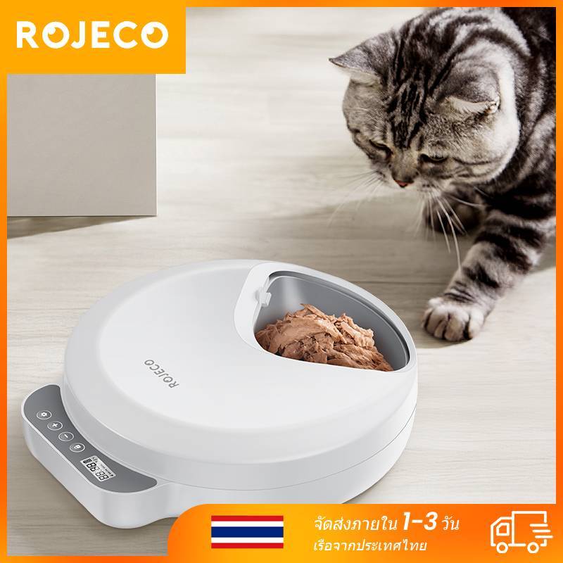 Rojeco 4 Meals เครื่องป้อนแมวอัตโนมัติไร้สายสําหรับให้อาหารแห้งเปียกเครื่องจ่ายอาหารสําหรับแมวสุนัขมัลติฟังก์ชั่สมาร์ทสัตว์เลี้ยง Feeder