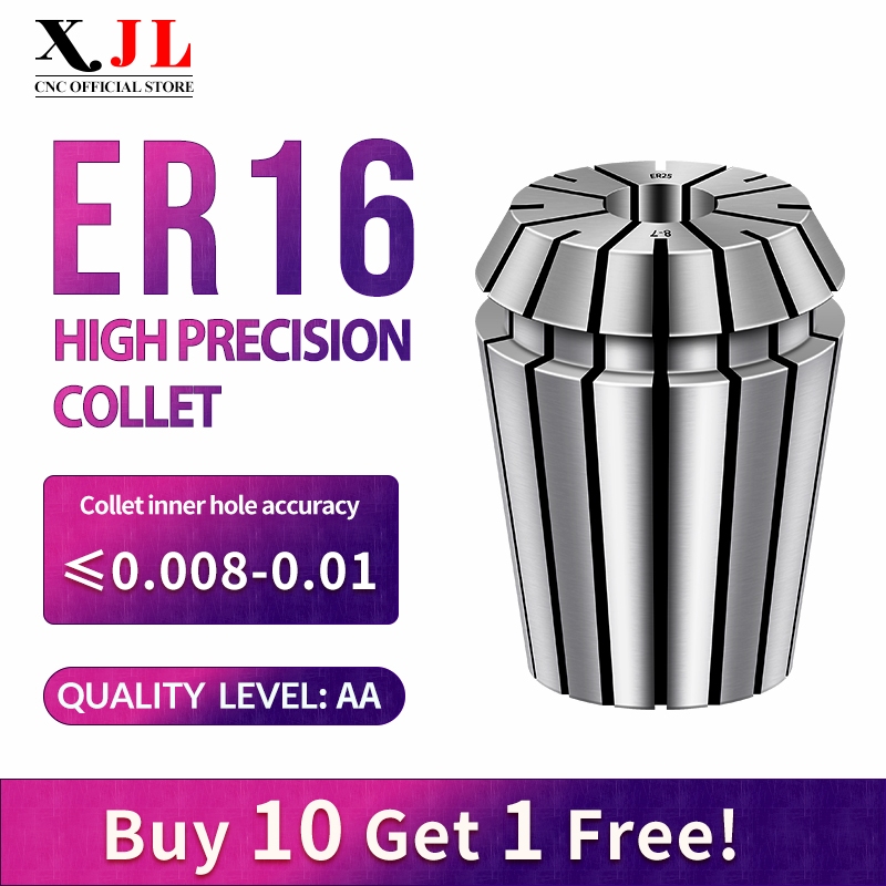 Xjl ER16 Collet Chuck ความแม่นยําสูง 0.008-0.01 สําหรับเครื่องแกะสลัก CNC พร้อมก้านต่อและสปริงยืดหยุ่น