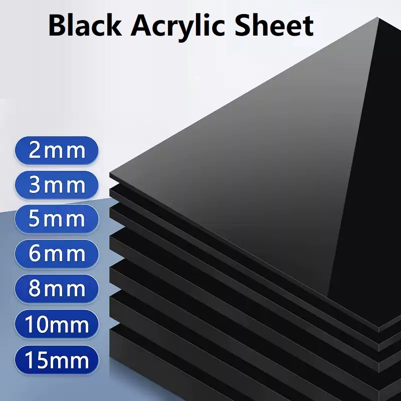 Acrylic Sheet Black Plexiglass แผ่นอะคริลิค ลูกแก้วสีดําสําหรับแกะสลักด้วยเลเซอร์แกะสลักง่ายต่อการตั
