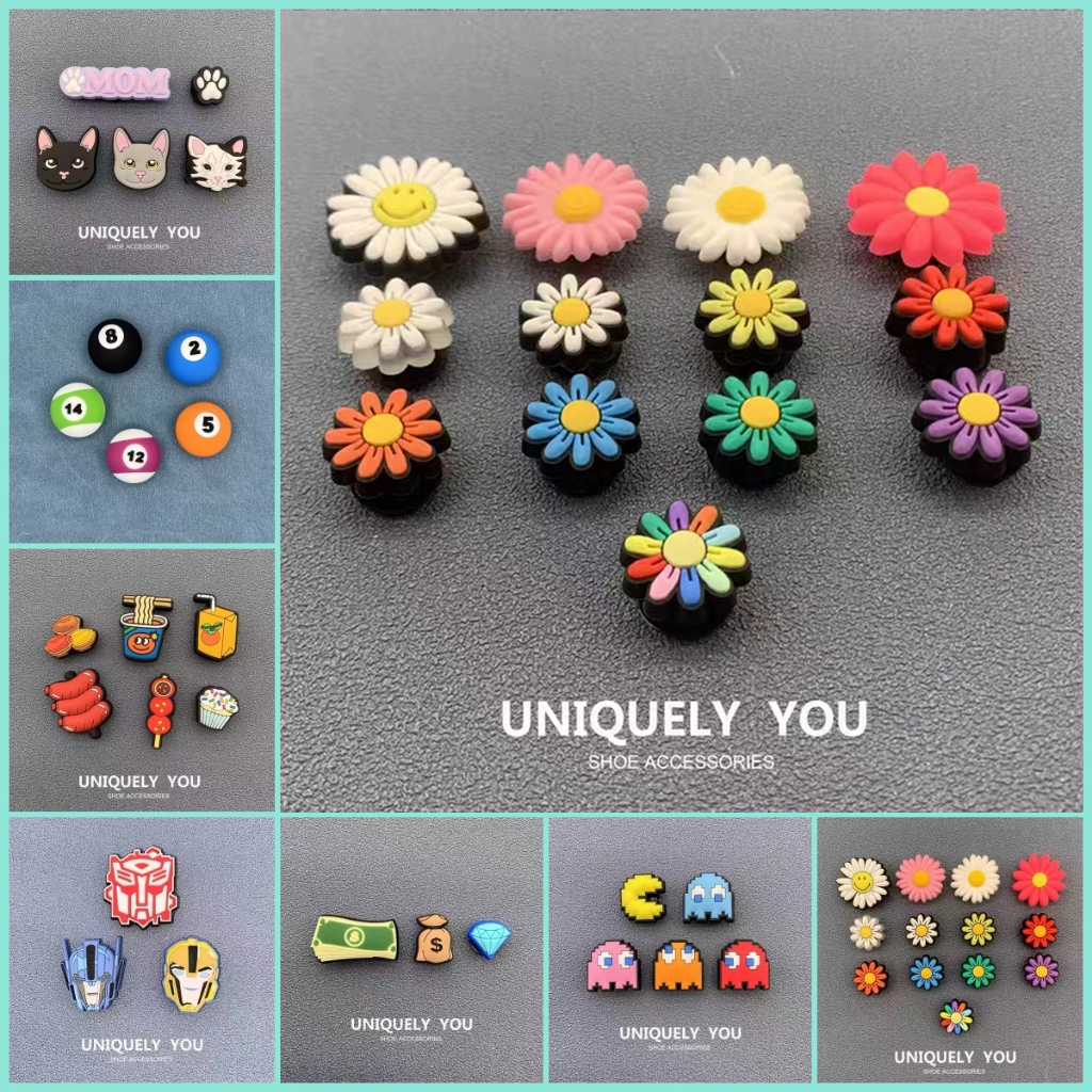 รองเท้าแตะแฟชั่น อุปกรณ์เสริม, Crocs Jibbitz Charms, jibbitz Set, อุปกรณ์รองเท้า เพชรข้อความดอกไม้บิลเลียด