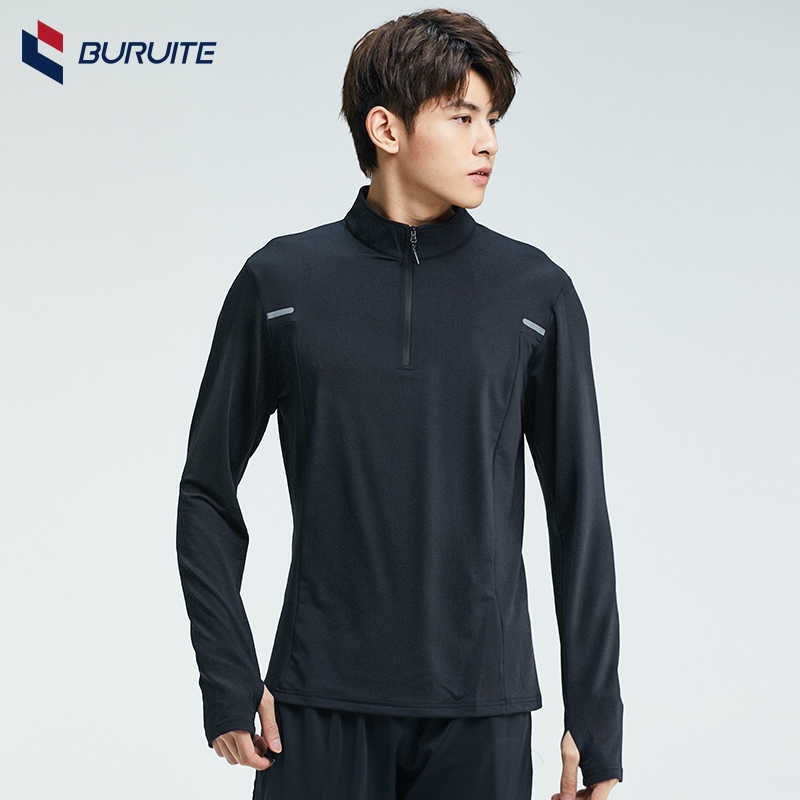 เสื้อรัดกล้ามเนื้อแขนยาวคอเต่า ซิปเสื้อยืดหลวมเย็นแห้งด้านบนชายหญิงเสื้อกันแดด