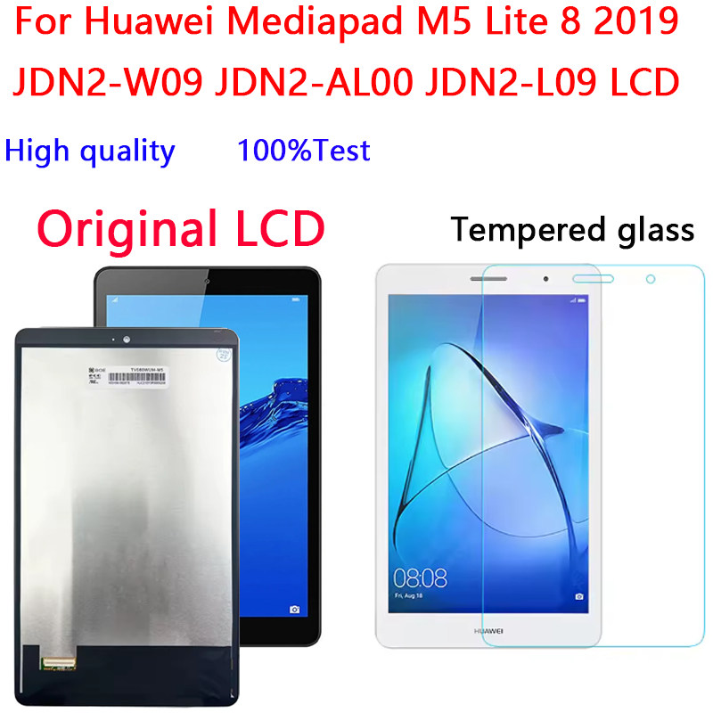 8.0 "Original สําหรับ Huawei Mediapad M5 Lite 8 2019 JDN2-W09 JDN2-AL00 JDN2-L09 จอแสดงผล LCD Touch 