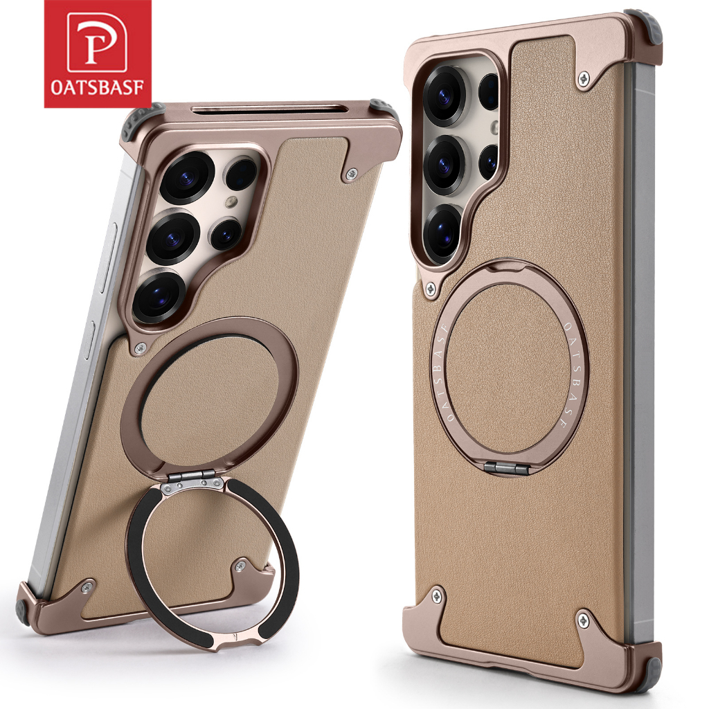Oatsbasf หนังเคสโทรศัพท์กรอบโลหะถุงลมนิรภัยฝาครอบโทรศัพท์กันกระแทก สําหรับ Samsung Galaxy S25 Ultra