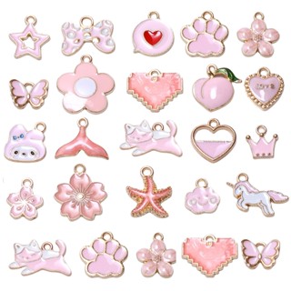 จี้โลหะผสม รูปหยดน้ํามัน สีชมพู 20 ชิ้น