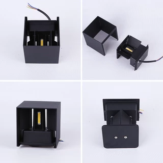 โคมไฟติดผนัง LED สองหัวกลางแจ้ง IP65โคมไฟติดผนังวอร์มไลท์กันน้ำ 6W8W10W12W ไฟตกแต่งระเบียงลานผนังกลางแจ้ง