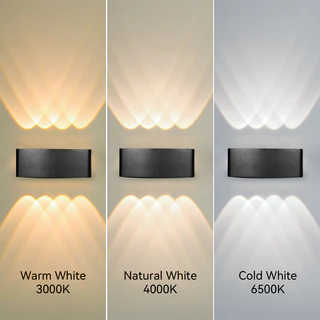โคมไฟติดผนัง LED สองหัวกลางแจ้ง IP65โคมไฟติดผนังวอร์มไลท์กันน้ำ 6W8W10W12W ไฟตกแต่งระเบียงลานผนังกลางแจ้ง