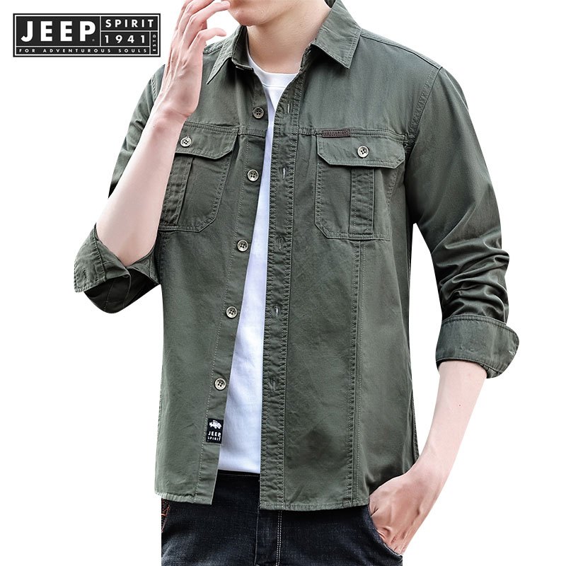 Jeep SPIRIT 1941 ESTD Mens business casual fashion trend เสื้อโปโลผ้าฝ้ายแท้เรีย
