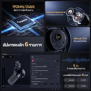Maono PD300X Dynamic Microphone XLR/USB Dual Mode Podcast Microphone Professional Studio Recording Mic with Maono Link App,192kHz/24bit,Noise Reduction,Mic Gain,Moniing and Mute for Recording