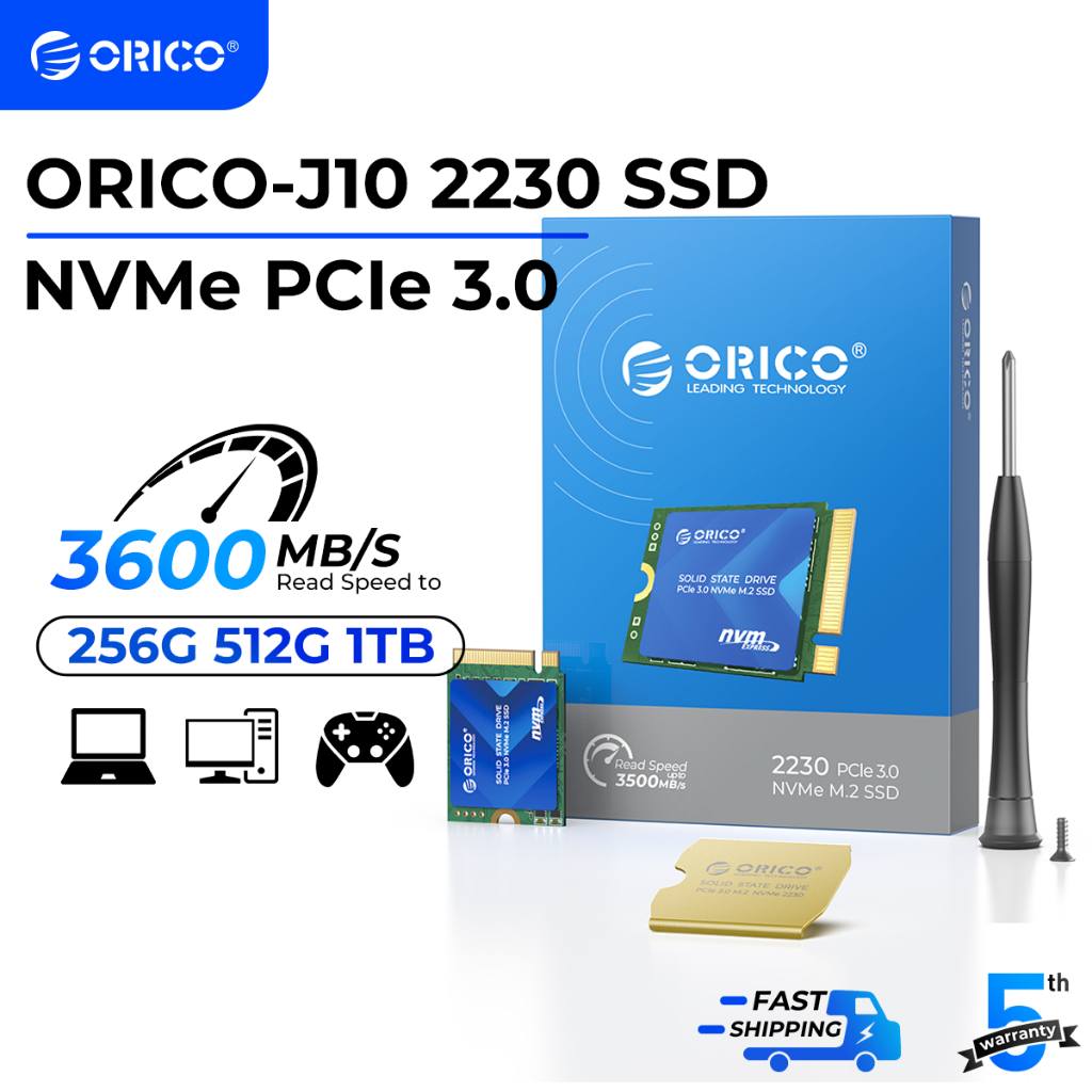 ORICO J10 M.2 2230 NVMe SSD PCIe 3.0 256GB 512GB 1TB 3600MB/s for PS5 Gaming（ORICO-J10）