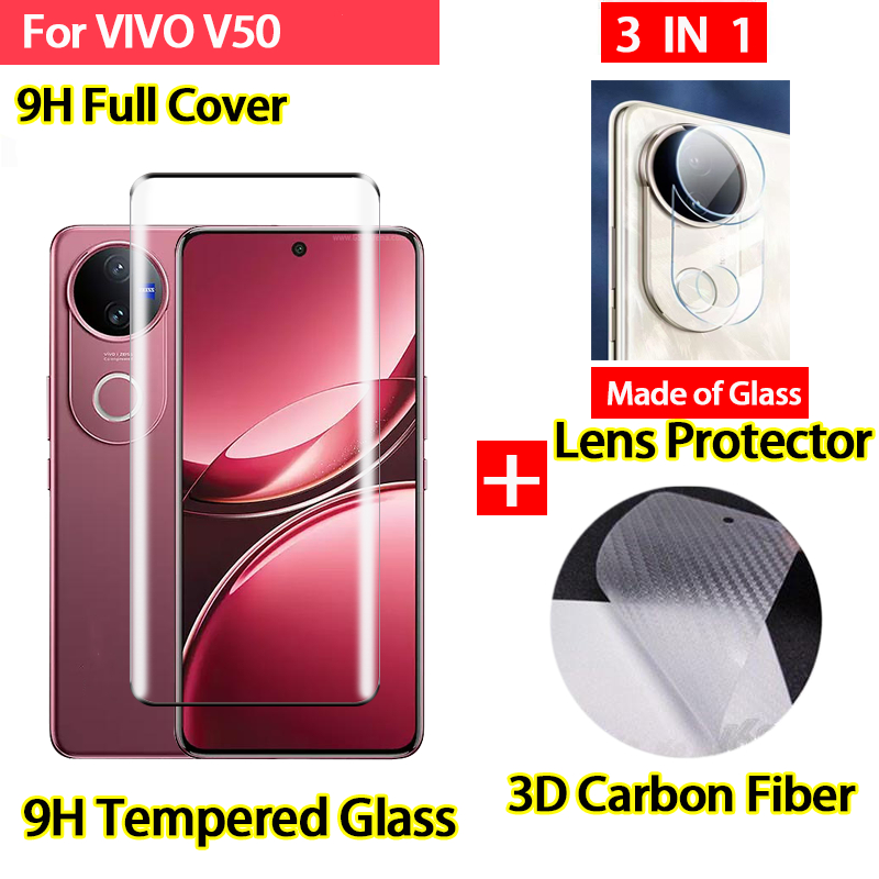 ฟิล์มกระจก Vivo V60 V50 V40 ฟิล์ม Vivo V30 V40 Pro ฟิล์มกล้อง ฟิล์มหลังเคฟล่า ป้องกันหน้าจอ และเลนส์