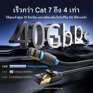 Vention สายแลน Cat8 RJ45 40Gbps 2000MHz สายเครือข่ายความเร็วสูง สำหรับเกมมิ่ง/PS5/เราเตอร์/แล็ปท็อป