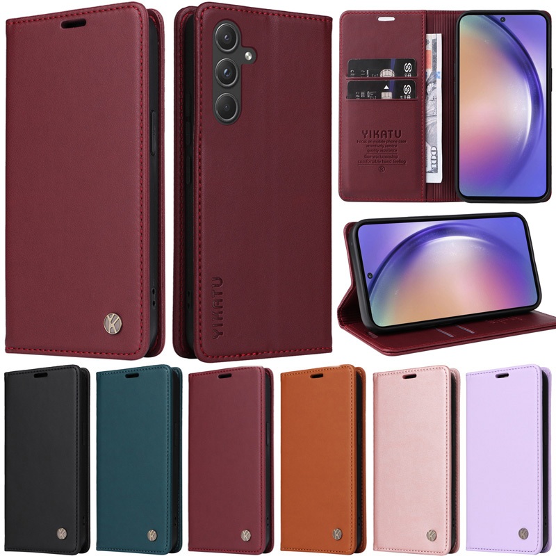 SAMSUNG หรูหราปลอกสําหรับSamsung A16 A55 A35 A15 A14 A54 A34 A25 5G A14 A13 A07 A06 A05 A05S M15 M35 M55 C55 F15 A24 4G Retroหนังกระเป๋าสตางค์