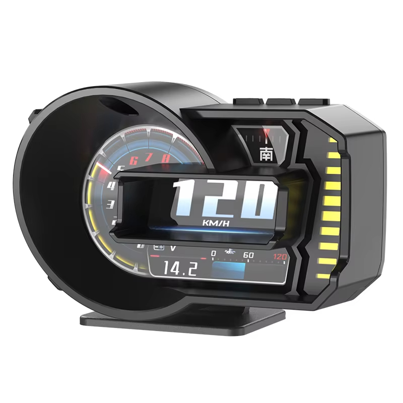 ใหม่ A590 HUD Full LCD OBD + GPS เครื่องมือแผงการปรับเปลี่ยน Gauge RPM แรงดันไฟฟ้า Oi ความดัน Turbo 