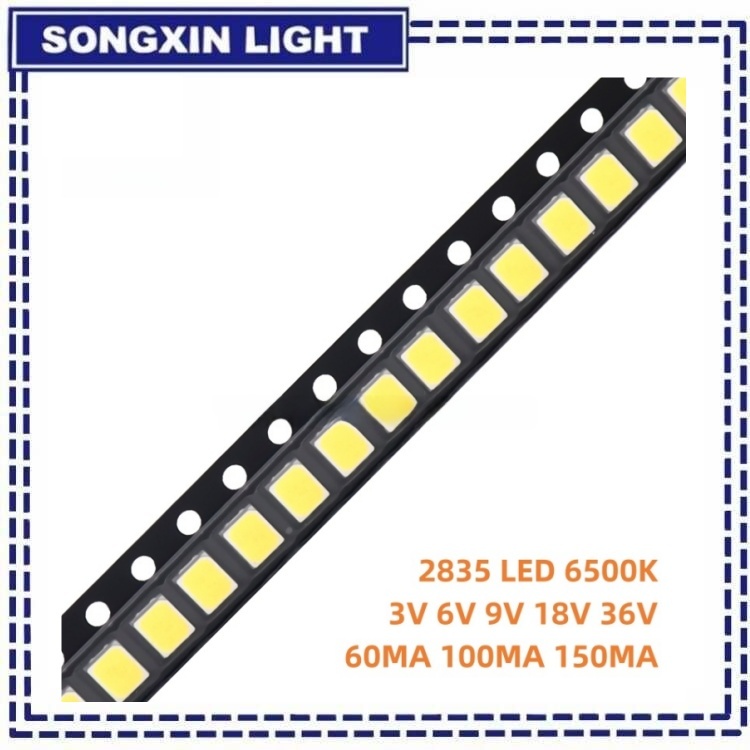 100pcs ความสว่างสูง SMD LED 2835 1W 0.5W 0.2W สีขาว 3V 6V 9V 18V 36V 150MA/100MA/30MA/60MA/80MA 6000