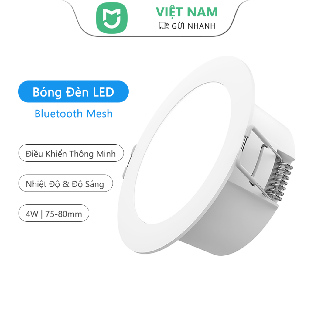 Mijia สมาร์ทดาวน์ไลท์บลูทูธตาข่าย 4W ขนาด 75-80 มม.ปรับอุณหภูมิสีและความสว่าง Mihome APP ควบคุม
