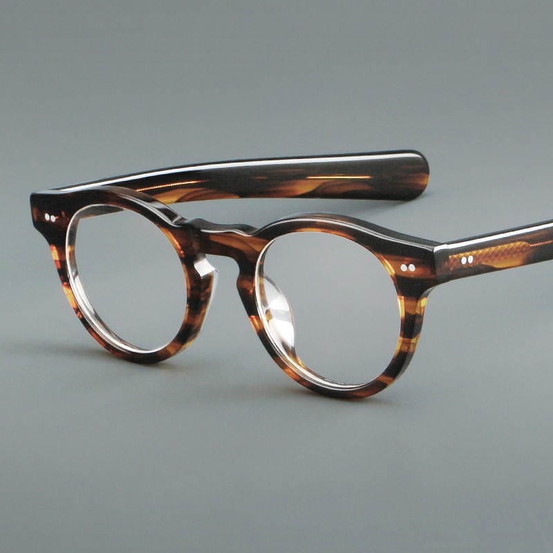 คุณภาพสูง Acetate กรอบแว่นตาทรงกลมสําหรับผู้ชายผู้หญิงแฟชั่น Retro กรอบแว่นตา Handmade 8151