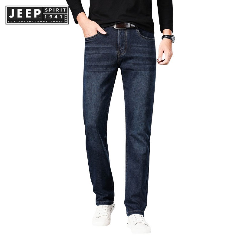 Jeep SPIRIT 1941 ESTD กางเกงยีนส์ลําลองขาตรงฤดูใบไม้ร่วงสําหรับผู้ชาย