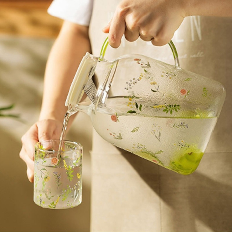 กาต้มน้ำแก้วบอโรซิลิเกตขนาดเล็กสด1300ML/1800ML ความจุขนาดใหญ่