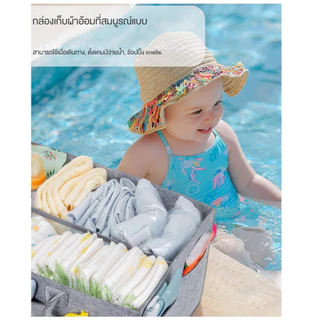 กระเป๋าผ้าแคนวาส กระเป๋าแม่ ผ้าออมเด็ก ถุงมัมมี่แบบพกพา แบบพกพา จัดเก็บอุปกรณ์อาบน้ำ ของ mommy bag