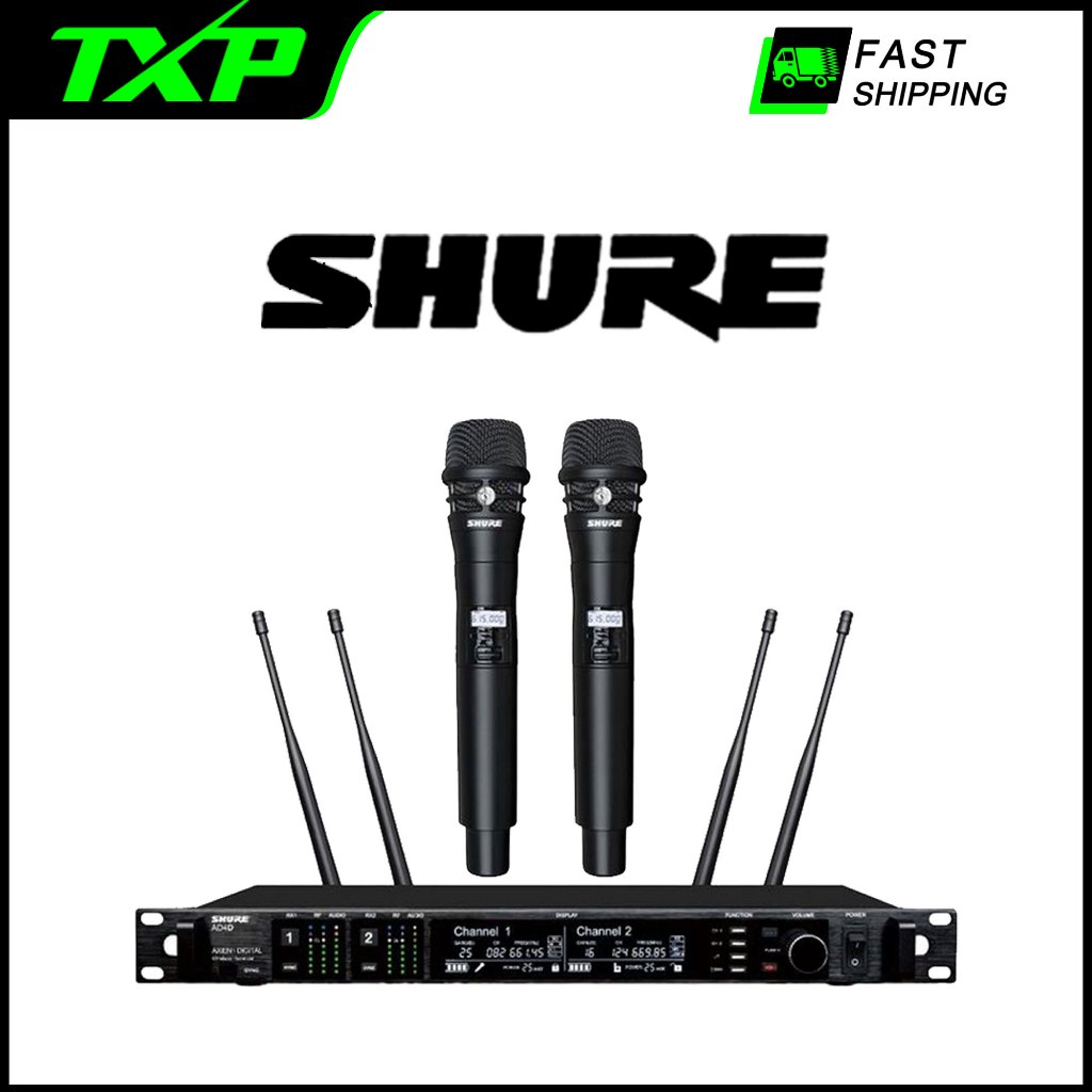 Shure AD4D ไมโครโฟนไร้สายพร้อมหน้าจอแสดงผลคู่ เหมาะสำหรับการร้องเพลงคาราโอเกะและการประชุม