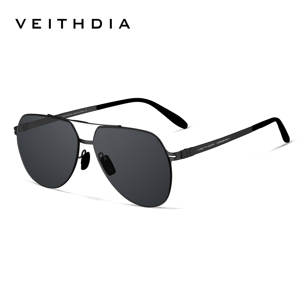 Veithdia แว่นกันแดดโพลาไรซ์สไตล์นักบินสําหรับผู้ชายพร้อมกรอบสแตนเลสเลนส์ไนลอนความละเอียดสูงป้องกันรังสียูวี V8215