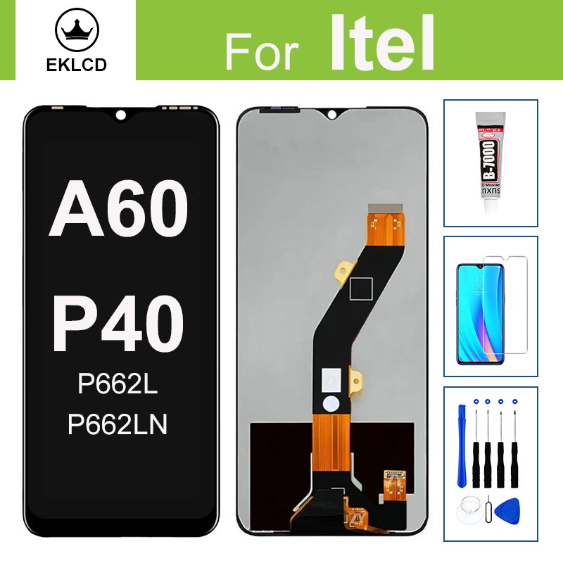 จอแสดงผลสําหรับ ITEL A60 P40 P662L P662LN LCD หน้าจอสัมผัส Digitizer Assembly เปลี่ยนทดสอบ 100%