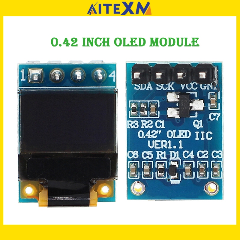 โมดูล OLED 0.42 นิ้วโมดูลจอแสดงผลสีขาวอินเทอร์เฟซ IIC Supermini 72x40 SSD1315 ไดรฟ์อินเทอร์เฟซ LCD IIC