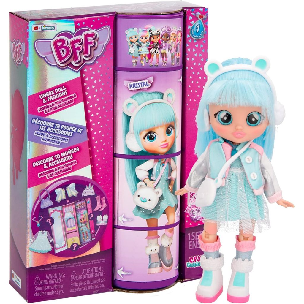 Cry Babies BFF Kristal Fashion Doll with 9+ Surprises Including Outfit and Accessories for Fashion T