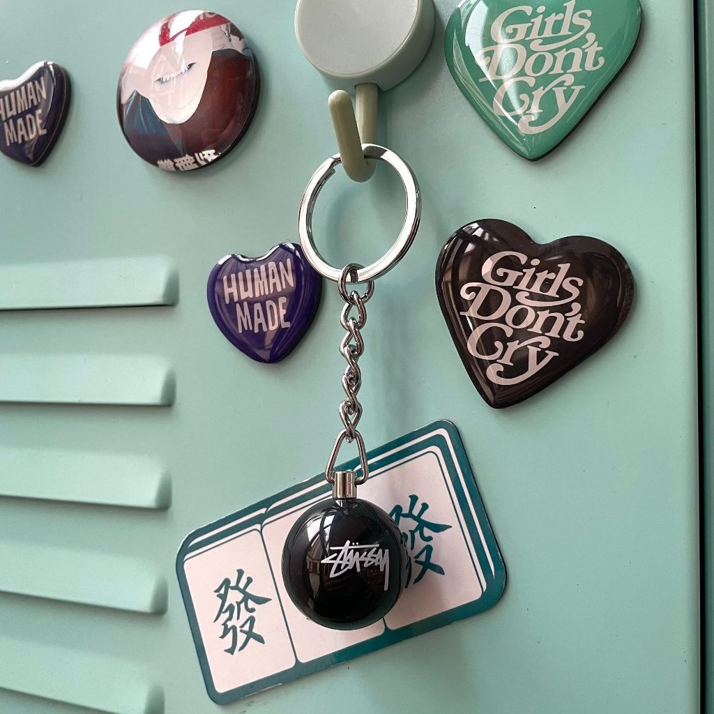 Street Wear พวงกุญแจ stussy สีดํา No. 8 พวงกุญแจกระเป๋าเป้สะพายหลังจี้พวงกุญแจ 23FW 8 BALL