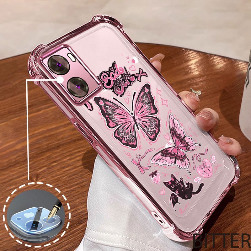 กันกระแทกCaseสําหรับOPPO A57 4G 2022 A57 5G 2022 A77 A77sเยอรมันนําเข้าBayer soft Shellผีเสื้อแมวรูปแบบAntiเพรียงโทรศัพท์มือถือSoft shell