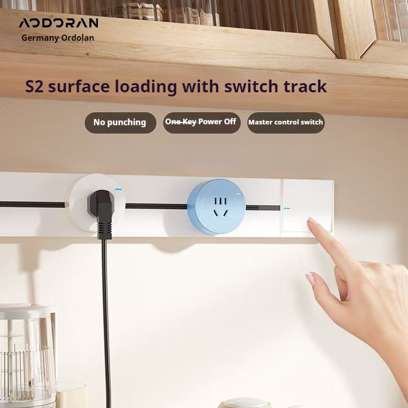 Odoran S2 Power Track พร้อมสวิตช์ห้องครัวแถบพลังงานมาตรฐานอเมริกันติดตั้งพื้นผิวแถบสวิตช์แบบฝังรางสไลด์รางมือถือ