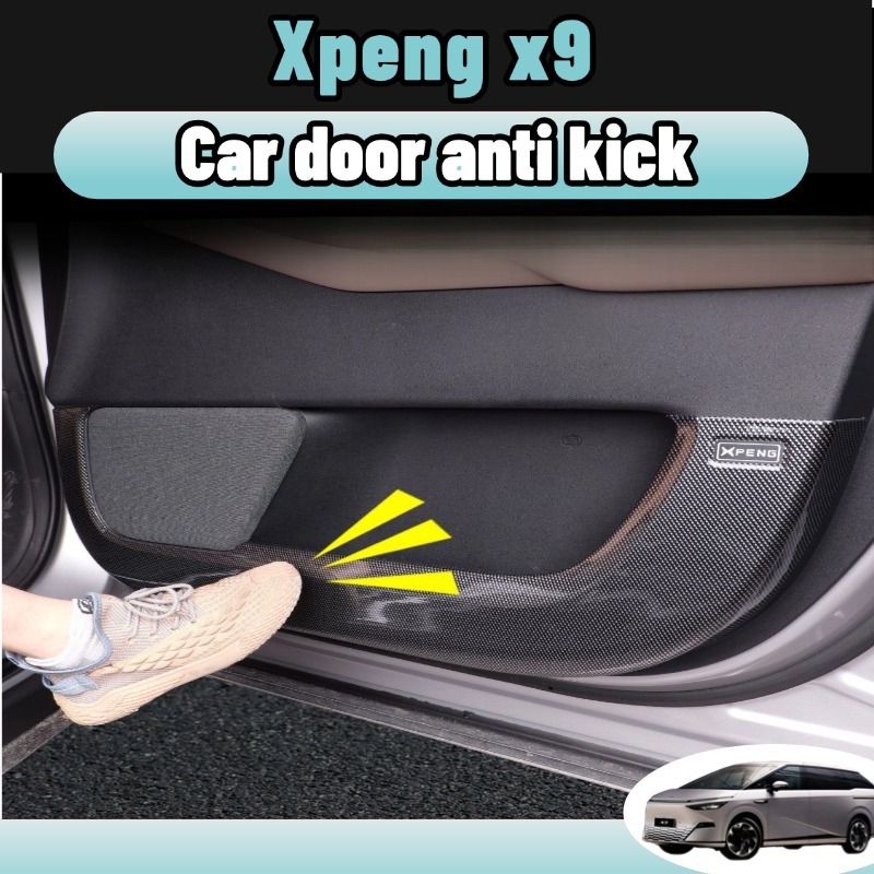 Xpeng X9 แผ่นกันเตะประตูรถ วัสดุABSคาร์บอนไฟเบอร์ แผ่นป้องกันการชน กันรอยขีดข่วน ติดตั้งไม่ทำลาย ชุดแต่งรถ