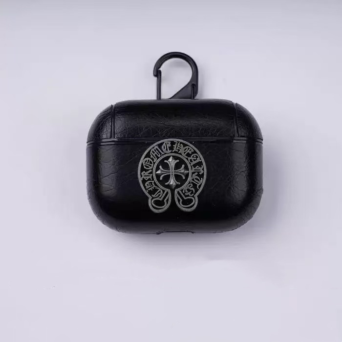 โลหะ Chrome Cross หรูหราหนังนุ่มฝาครอบปลอกเชลล์สําหรับ AIRPODS 4 ANC PRO3 1/2/3 เคสป้องกัน