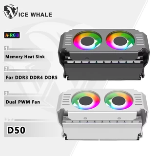 Ice Whale D50 RAM ฮีทซิงค์ Dual 5020 พัดลม ARGB Light Synchronous Memory Cooler โมดูลหม้อน้ําระบายความร้อน DDR3 DDR4 DDR5