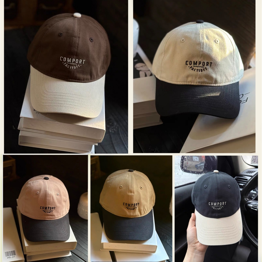 หมวกเบสบอลแบบนุ่มตัวอักษรสีตัดกันย้อนยุคอเมริกัน