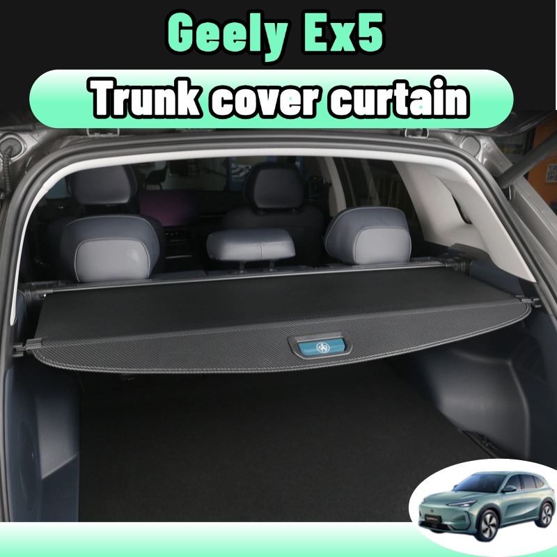Geely ex5 ม่านบังสัมภาระ ม่านหลังรถ ม่านรางเลื่อนเก็บของท้ายรถ สำหรับ การปกป้องความเป็นส่วนตัว ลำต้น คาร์บอนไฟเบอร์ ผ้าใบ สีดำ อุปกรณ์แต่งรถยนต์