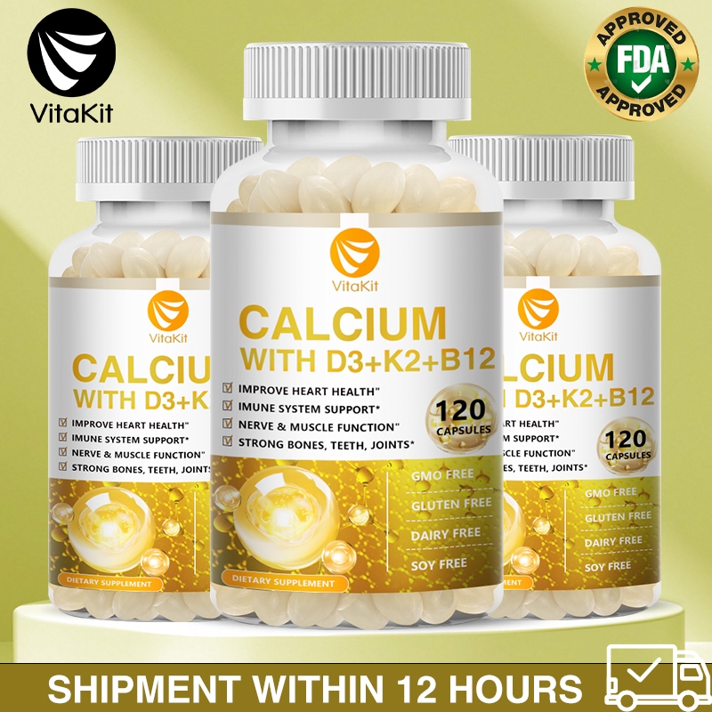 แคลเซียม D3+K2+B12 แคปซูล วิตามิน D3 วิตามิน K2 วิตามิน B12,