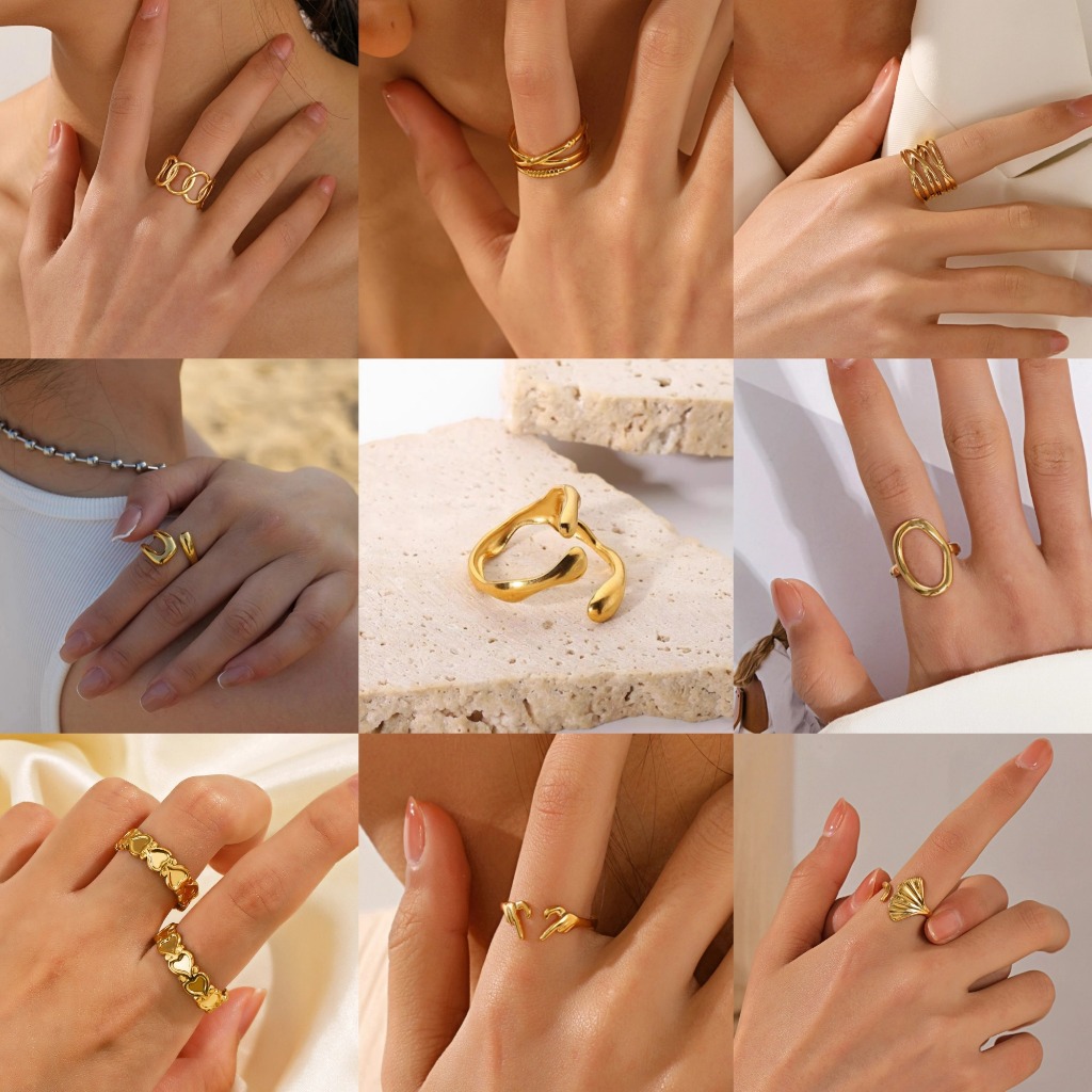 Love2Self KJ Minimalist สแตนเลสสตีลแหวนผู้หญิง Non Tarnish อินเทรนด์แหวนคอลเลกชัน