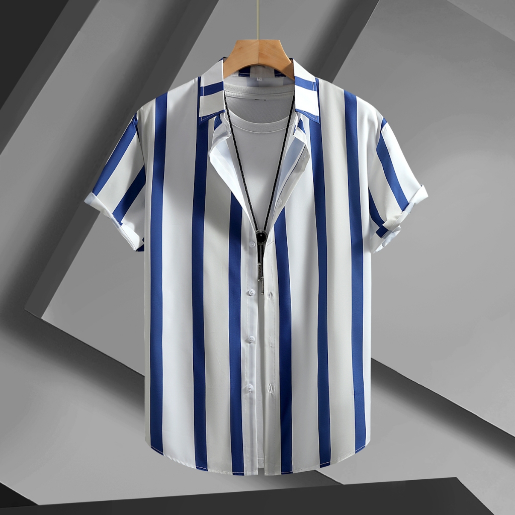 เสื้อลายแขนสั้นลําลอง สําหรับชาย สไตล์ใหม่ ฤดูร้อน
